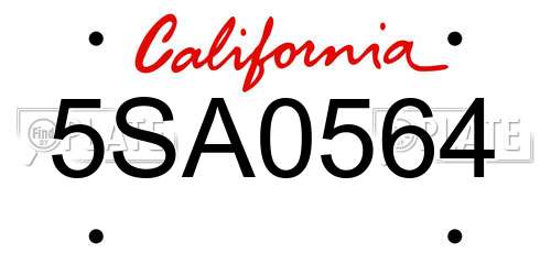 5SA0564 California License Plate