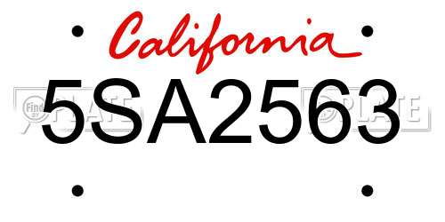 5SA2563 California License Plate