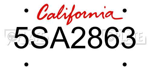 5SA2863 California License Plate