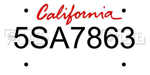 5SA7863 California License Plate