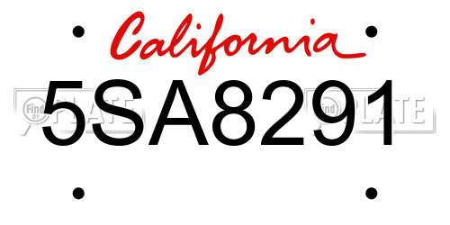 5SA8291 California License Plate