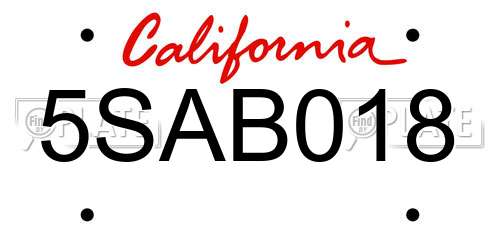 5SAB018 California License Plate
