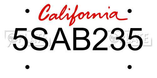 5SAB235 California License Plate