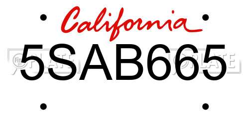 5SAB665 California License Plate