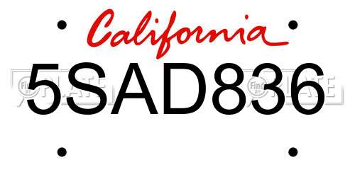 5SAD836 California License Plate
