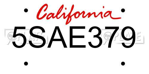 5SAE379 California License Plate