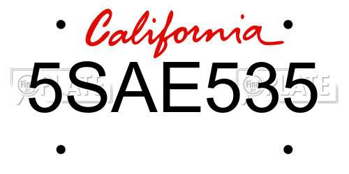 5SAE535 California License Plate