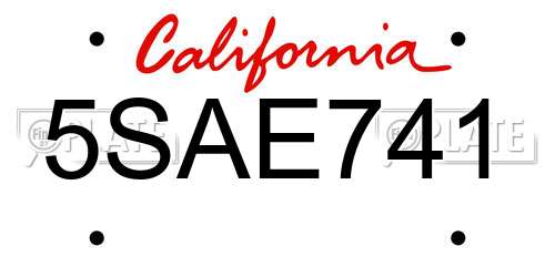 5SAE741 California License Plate