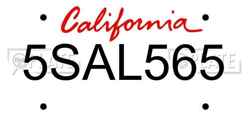 5SAL565 California License Plate