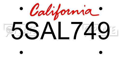 5SAL749 California License Plate