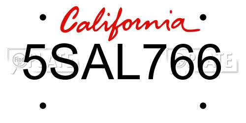 5SAL766 California License Plate