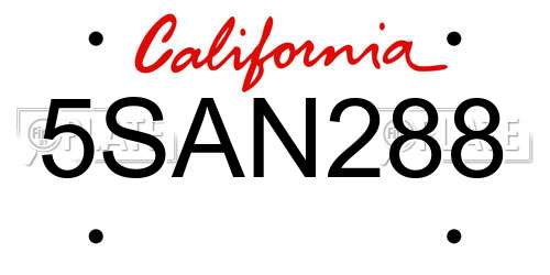 5SAN288 California License Plate