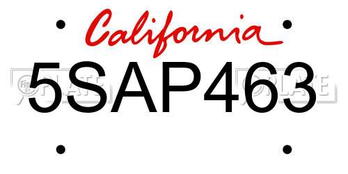 5SAP463 California License Plate