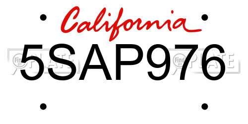 5SAP976 California License Plate