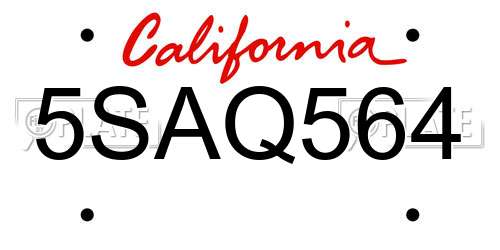 5SAQ564 California License Plate