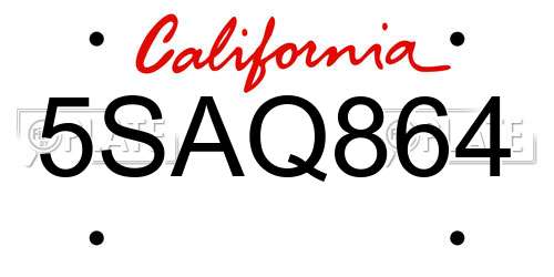 5SAQ864 California License Plate