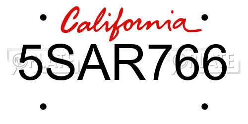 5SAR766 California License Plate