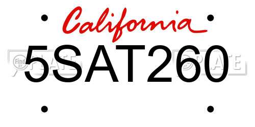 5SAT260 California License Plate