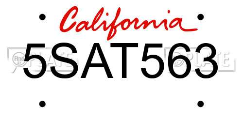 5SAT563 California License Plate
