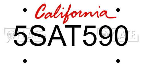5SAT590 California License Plate