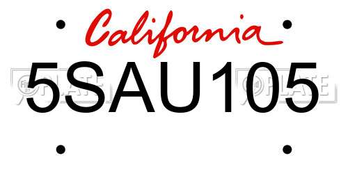 5SAU105 California License Plate