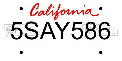5SAY586 California License Plate