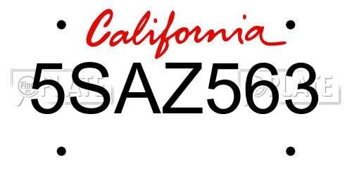 5SAZ563 California License Plate