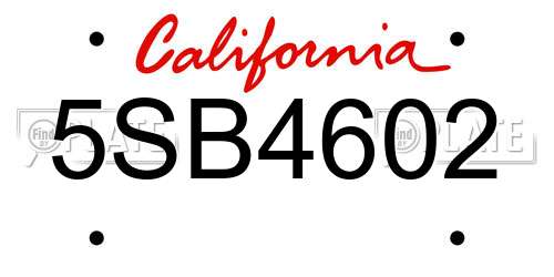 5SB4602 California License Plate