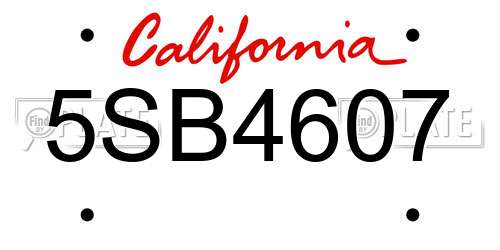 5SB4607 California License Plate