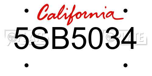 5SB5034 California License Plate