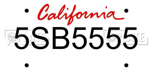 5SB5555 California License Plate