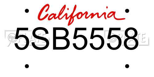 5SB5558 California License Plate