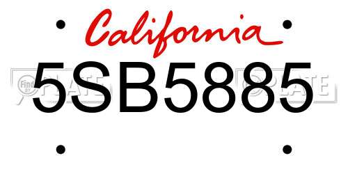 5SB5885 California License Plate