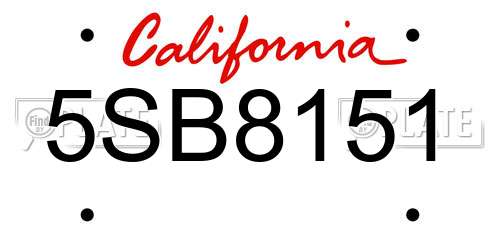 5SB8151 California License Plate