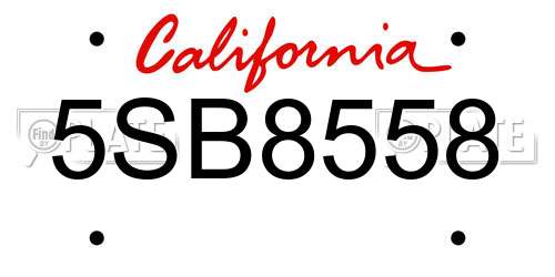 5SB8558 California License Plate