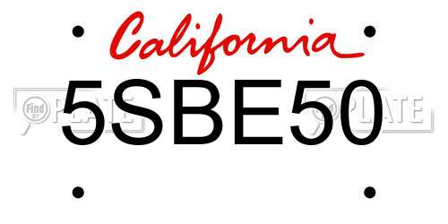 5SBE50 California License Plate