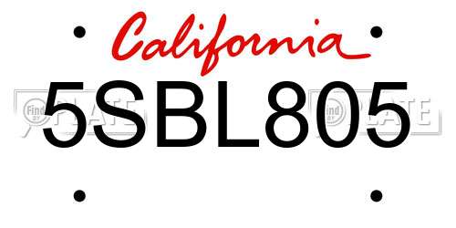 5SBL805 California License Plate