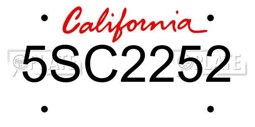 5SC2252 California License Plate