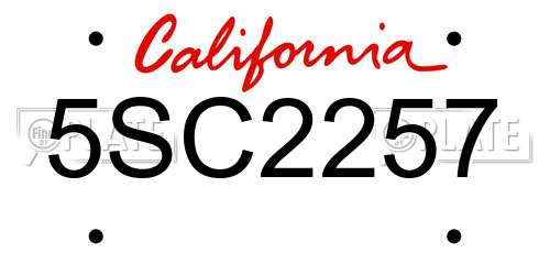 5SC2257 California License Plate