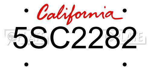 5SC2282 California License Plate