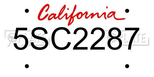 5SC2287 California License Plate