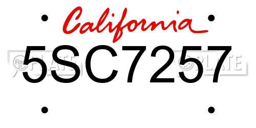 5SC7257 California License Plate