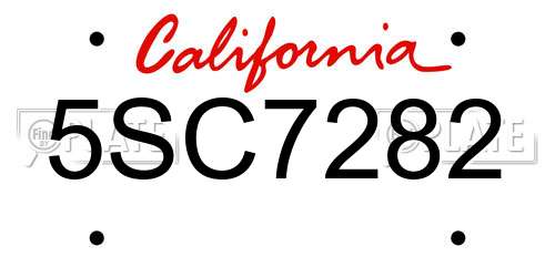 5SC7282 California License Plate