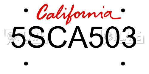 5SCA503 California License Plate