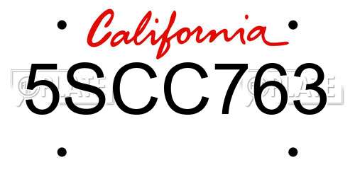 5SCC763 California License Plate