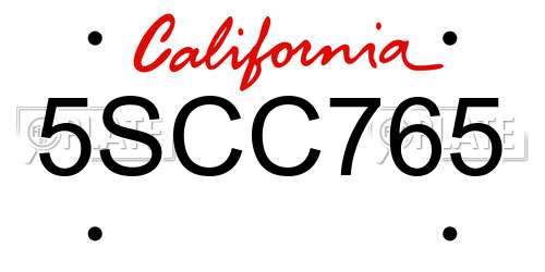 5SCC765 California License Plate