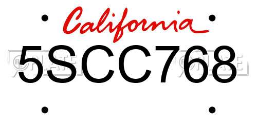 5SCC768 California License Plate
