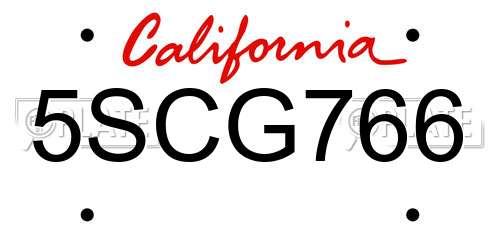 5SCG766 California License Plate