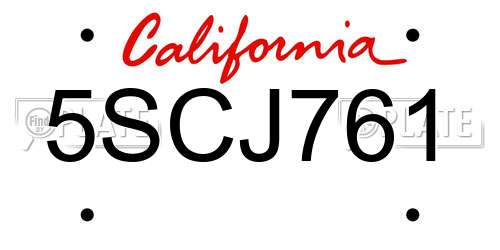 5SCJ761 California License Plate