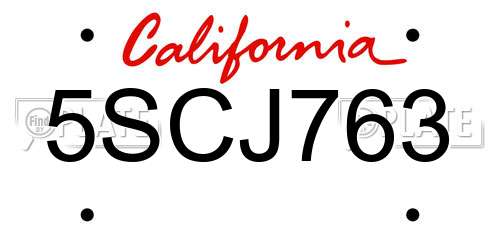 5SCJ763 California License Plate